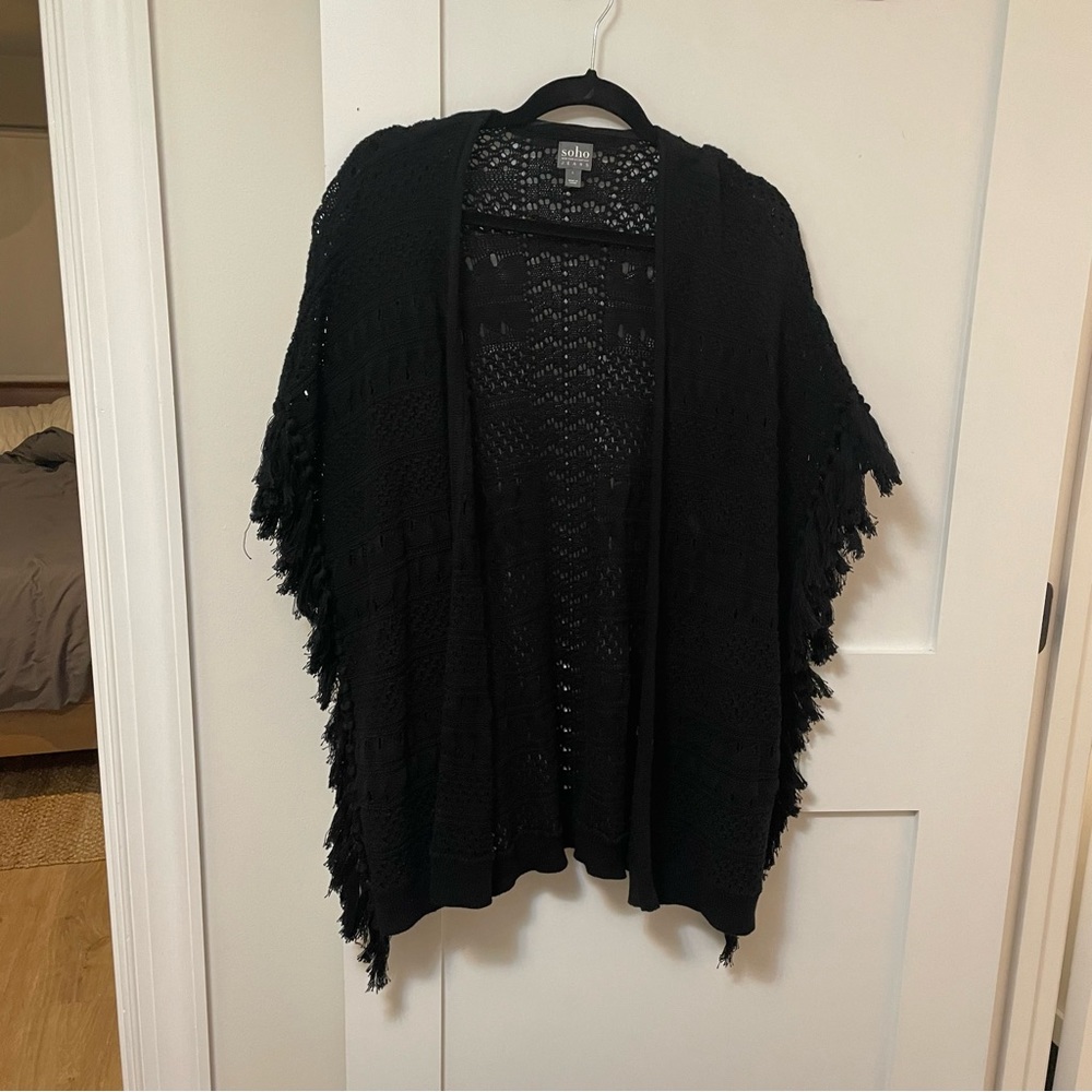 Black shawl with fringe